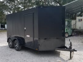 Diamond Cargo 7x12 TA Trailer - Flat Black, Ramp, Side Door, Extra Height, Blackout Motorcycle Package