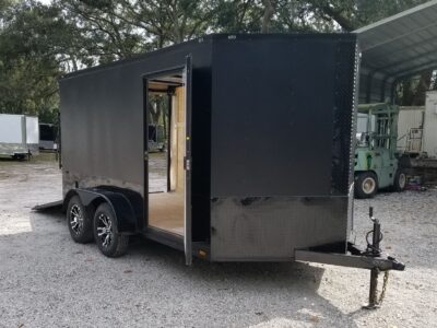 Diamond Cargo 7x12 TA Trailer - Flat Black, Ramp, Side Door, Extra Height, Blackout Motorcycle Package - Image 14
