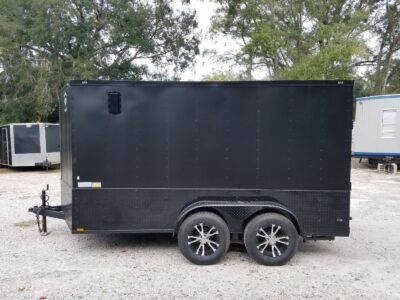 Diamond Cargo 7x12 TA Trailer - Flat Black, Ramp, Side Door, Extra Height, Blackout Motorcycle Package - Image 5