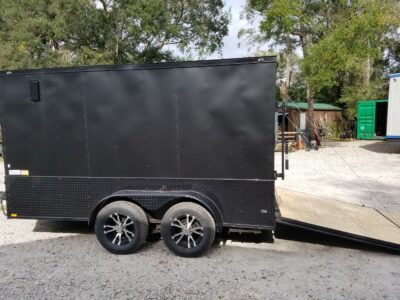 Diamond Cargo 7x12 TA Trailer - Flat Black, Ramp, Side Door, Extra Height, Blackout Motorcycle Package - Image 4