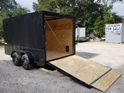 Diamond Cargo 7x12 TA Trailer - Flat Black, Ramp, Side Door, Extra Height, Blackout Motorcycle Package - Image 6