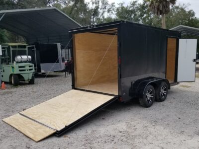 Diamond Cargo 7x12 TA Trailer - Flat Black, Ramp, Side Door, Extra Height, Blackout Motorcycle Package - Image 10