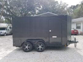 Diamond Cargo 7x12 TA Trailer - Flat Black, Ramp, Side Door, Extra Height, Blackout Motorcycle Package