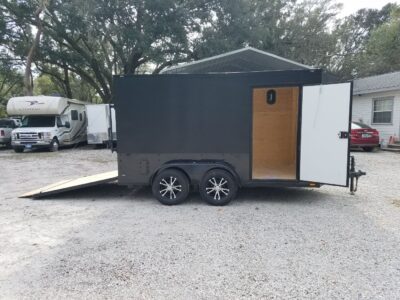 Diamond Cargo 7x12 TA Trailer - Flat Black, Ramp, Side Door, Extra Height, Blackout Motorcycle Package - Image 12