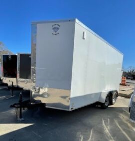 Diamond Cargo 7x14 TA Trailer - White, Ramp, Side Door, Extra Height