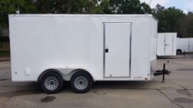 Diamond Cargo 7x14 TA Trailer - White, Ramp, Side Door, Extra Height