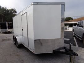 Diamond Cargo 7x14 TA Trailer - White, Ramp, Side Door, Extra Height