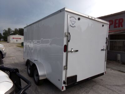 Diamond Cargo 7x14 TA Trailer - White, Ramp, Side Door, Extra Height - Image 12