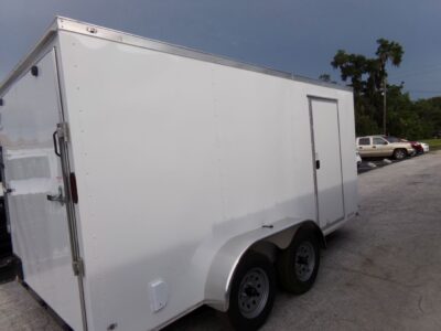 Diamond Cargo 7x14 TA Trailer - White, Ramp, Side Door, Extra Height - Image 10