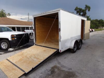 Diamond Cargo 7x14 TA Trailer - White, Ramp, Side Door, Extra Height - Image 9