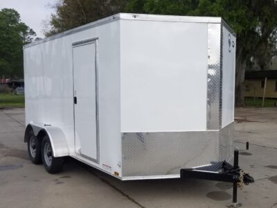 Diamond Cargo 7x14 TA Trailer - White, Ramp, Side Door, Extra Height - Image 4