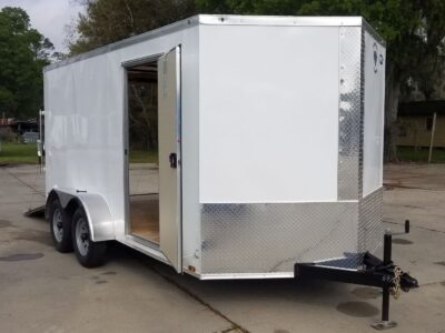 Diamond Cargo 7x14 TA Trailer - White, Ramp, Side Door, Extra Height - Image 3