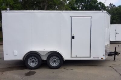 Diamond Cargo 7x14 TA Trailer - White, Ramp, Side Door, Extra Height