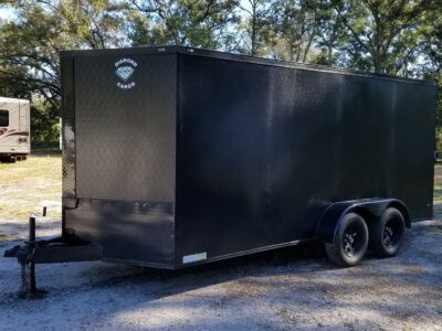 Diamond Cargo 7x16 TA Trailer - Black, Ramp, Side Door, Blackout, Embossed - Image 2