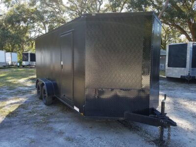 Diamond Cargo 7x16 TA Trailer - Black, Ramp, Side Door, Blackout, Embossed - Image 14