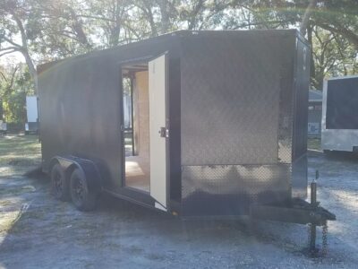 Diamond Cargo 7x16 TA Trailer - Black, Ramp, Side Door, Blackout, Embossed - Image 13