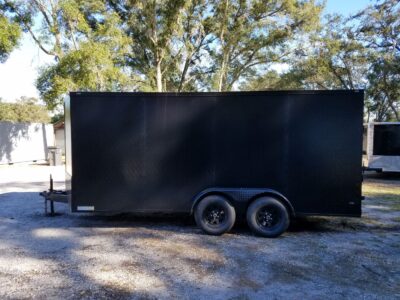 Diamond Cargo 7x16 TA Trailer - Black, Ramp, Side Door, Blackout, Embossed - Image 4
