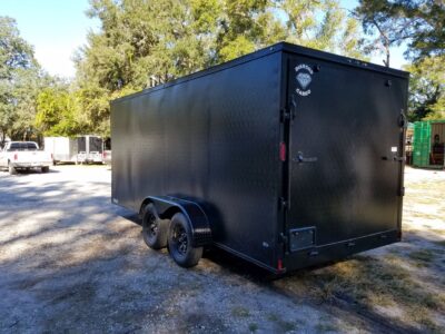Diamond Cargo 7x16 TA Trailer - Black, Ramp, Side Door, Blackout, Embossed - Image 6
