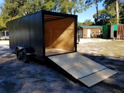 Diamond Cargo 7x16 TA Trailer - Black, Ramp, Side Door, Blackout, Embossed - Image 5