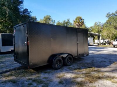 Diamond Cargo 7x16 TA Trailer - Black, Ramp, Side Door, Blackout, Embossed - Image 10