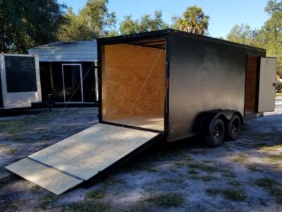 Diamond Cargo 7x16 TA Trailer - Black, Ramp, Side Door, Blackout, Embossed - Image 9