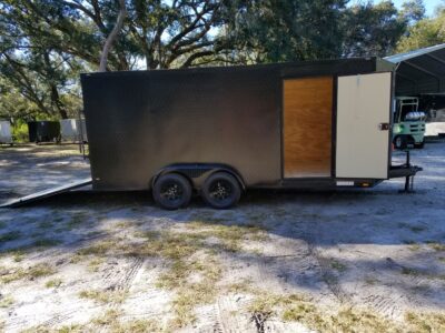 Diamond Cargo 7x16 TA Trailer - Black, Ramp, Side Door, Blackout, Embossed - Image 11