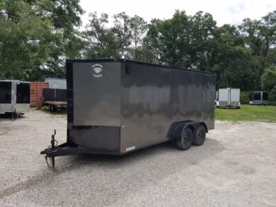 Diamond Cargo 7x16 TA Trailer - Charcoal, Ramp, Side Door, Extra Height, Blackout - Image 2