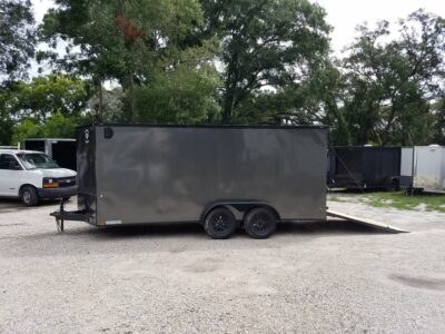 Diamond Cargo 7x16 TA Trailer - Charcoal, Ramp, Side Door, Extra Height, Blackout - Image 3