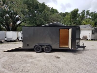 Diamond Cargo 7x16 TA Trailer - Charcoal, Ramp, Side Door, Extra Height, Blackout - Image 11