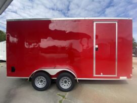 Diamond Cargo 7x16 TA Trailer - Red, Ramp, Side Door, Extra Height