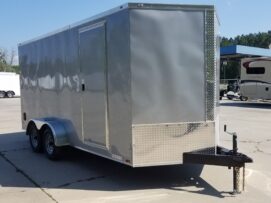 Diamond Cargo 7x16 TA Trailer - Silver Frost, Ramp, Side Door, Extra Height, Tie Downs, Insulated