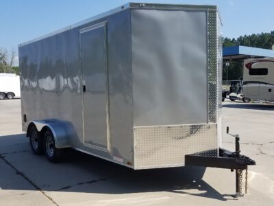 Diamond Cargo 7x16 TA Trailer - Silver Frost, Ramp, Side Door, Extra Height, Tie Downs, Insulated