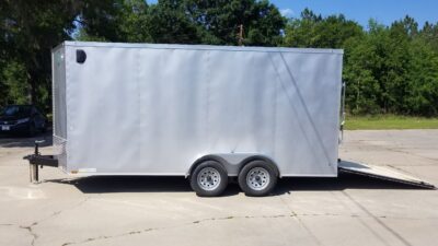 Diamond Cargo 7x16 TA Trailer - Silver Frost, Ramp, Side Door, Extra Height, Tie Downs, Insulated - Image 16
