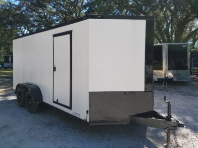 Diamond Cargo 7x16 TA Trailer - White, Ramp, Side Door, Blackout, Embossed - Image 15