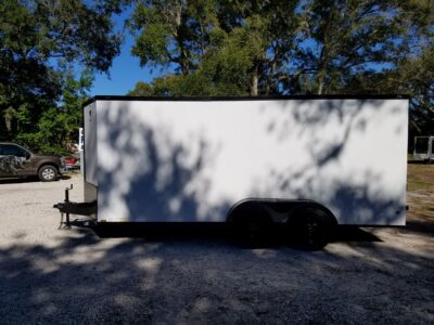 Diamond Cargo 7x16 TA Trailer - White, Ramp, Side Door, Blackout, Embossed - Image 5
