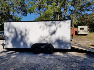 Diamond Cargo 7x16 TA Trailer - White, Ramp, Side Door, Blackout, Embossed - Image 4