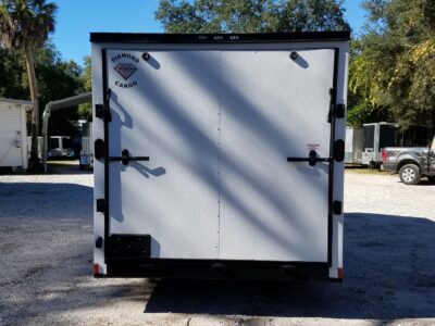 Diamond Cargo 7x16 TA Trailer - White, Ramp, Side Door, Blackout, Embossed - Image 9