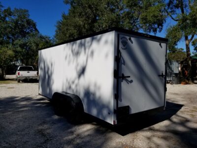 Diamond Cargo 7x16 TA Trailer - White, Ramp, Side Door, Blackout, Embossed - Image 7