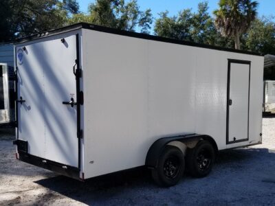 Diamond Cargo 7x16 TA Trailer - White, Ramp, Side Door, Blackout, Embossed - Image 11