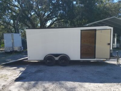 Diamond Cargo 7x16 TA Trailer - White, Ramp, Side Door, Blackout, Embossed - Image 12