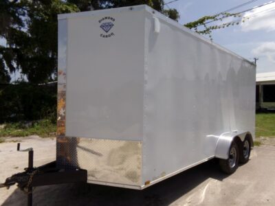 Diamond Cargo 7x16 TA Trailer - White, Ramp, Side Door, Extra Height - Image 2