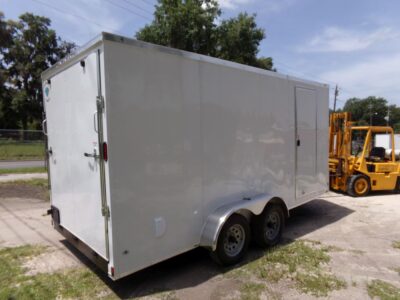 Diamond Cargo 7x16 TA Trailer - White, Ramp, Side Door, Extra Height - Image 8