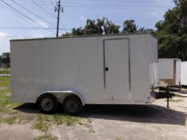 Diamond Cargo 7x16 TA Trailer - White, Ramp, Side Door, Extra Height