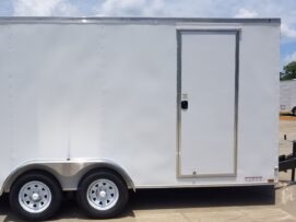Diamond Cargo 7x16 TA Trailer - White, Ramp, Side Door, Extra Height