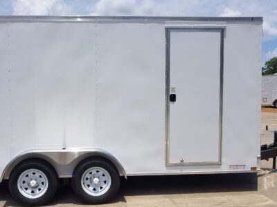 Diamond Cargo 7x16 TA Trailer - White, Ramp, Side Door, Extra Height