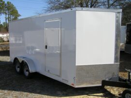 Diamond Cargo 7x16 TA Trailer - White, Ramp, Side Door, Extra Height