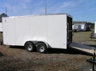 Diamond Cargo 7x16 TA Trailer - White, Ramp, Side Door, Extra Height - Image 9