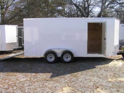 Diamond Cargo 7x16 TA Trailer - White, Ramp, Side Door, Extra Height - Image 2