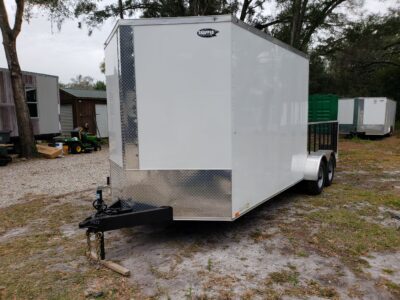 Diamond Cargo 7x20 TA Trailer - White, Barn Doors, Side Door, Extra Height, Hybrid Deck, 5K Axles - Image 2