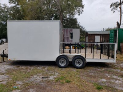 Diamond Cargo 7x20 TA Trailer - White, Barn Doors, Side Door, Extra Height, Hybrid Deck, 5K Axles - Image 4